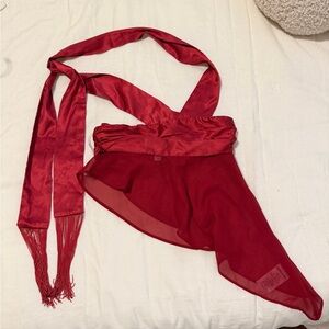 Jaded London Deep Red Satin Garment Jaded London Women's Red Crop-top
